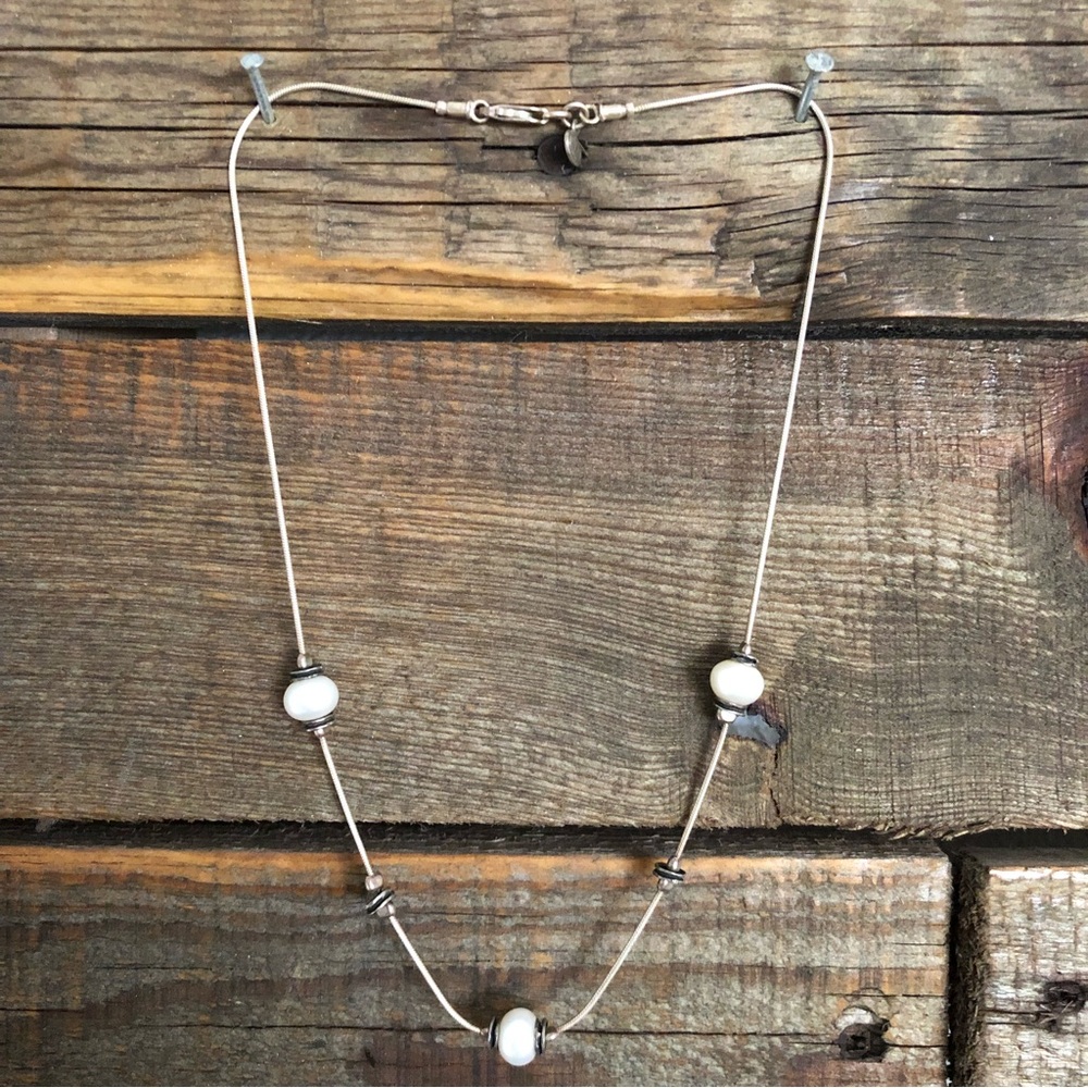 Retired Stainless Steal Pearl Silpada Necklace